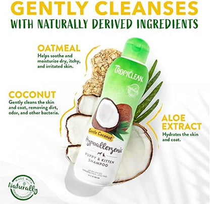TropiClean Gentle Puppy Shampoo, Sensitive Skin, Coconut Scent, 20oz