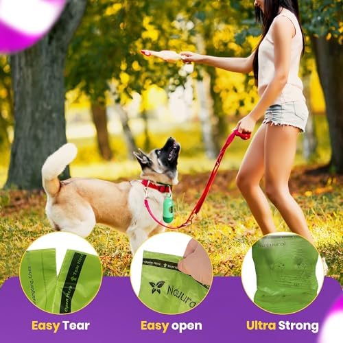 Dog Poop Bags-150 Counts with Leash Dispenser,10 Rolls,(Green)