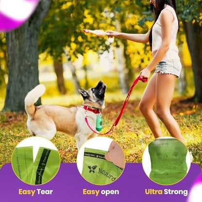 Dog Poop Bags-150 Counts with Leash Dispenser,10 Rolls,(Green)