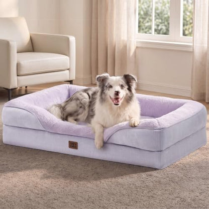 EHEYCIGA Orthopedic XL Dog Bed for Large Dog, Memory Foam Dog Couch, Purple