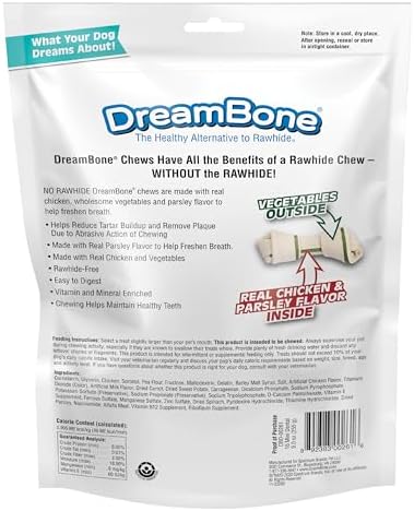 DreamBone Dental Mini Bones Rawhide-Free Dog Treats, 24 Count