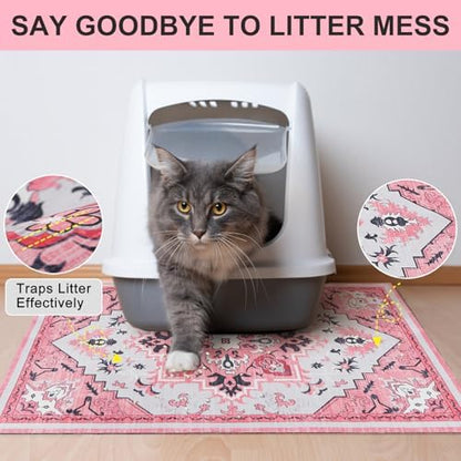 BEAUTYZOO Cat Litter Mat, 28" x 36" Large Litter Trapping Mat, Waterproof