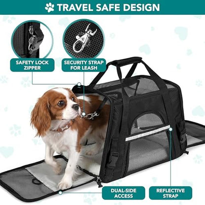 PetAmi Airline Approved Pet Carrier for Cats & Small Dogs, Small, Black