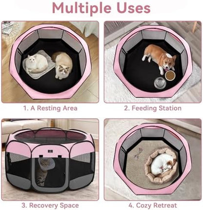 A 4 Pet 50.39-in Dog Playpen, Small Dogs & Puppies, Pink+Grey