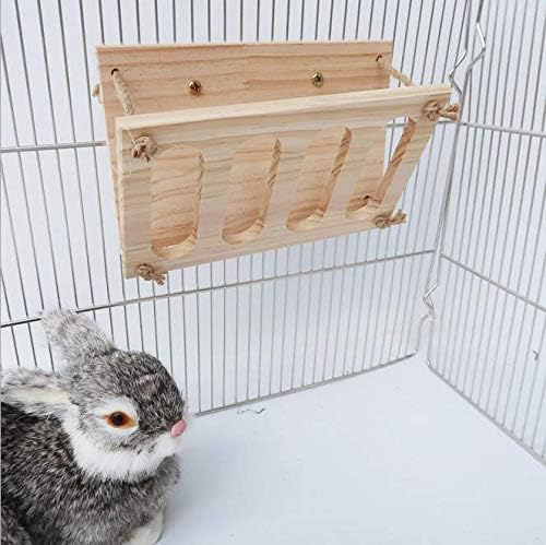 Litewoo Rabbit Hay Rack Manger Feeder Bunny Food Dispenser Wooden Hay Manger Rack Holder for Hamster Chinchilla Guinea Pig Small Animal Cage Accessories (A)