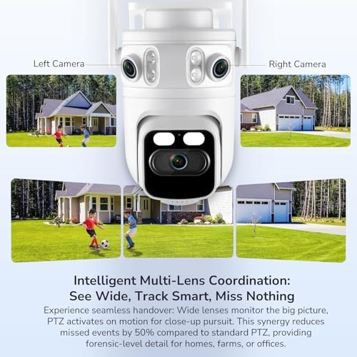Kittyhok Home Security Camera System Wireless, 2K Triple Lens Cameras