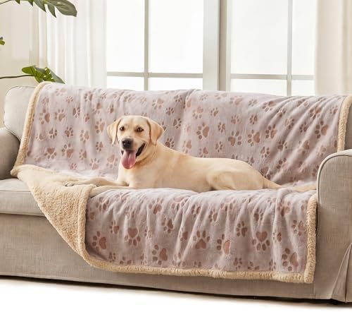 Luciphia Waterproof Dog Blanket Reversible Sherpa Fleece for Large Dogs Cat