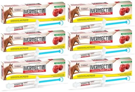 Horse Ivermectin Paste 1.87% – Apple Flavored Oral Horse Dewormer Syringe – 6.08g Tube Treats Horses Up to 1250 LB [Pack-6]