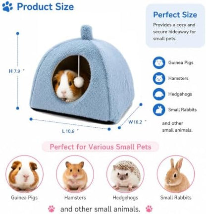 Guinea Pig Bed House Cozy Cave for Hamsters,Hedgehogs,Small Rabbits (Blue)