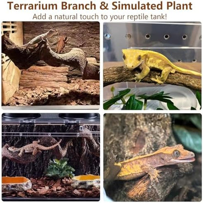 BNOSDM 2Pcs Reptile Climbing Branches Decor,2.5-3.25" Think Snake Climbing Branch,Gecko Climb Wood,Lizard Bold Forest Branch,Tank Habitat Tree Trunk Decorations for Bearded Dragons,Chameleons,Frogs