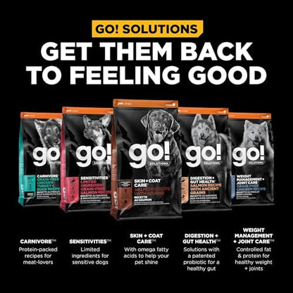 Go! Solutions Skin + Coat Care Salmon Large Breed Dry Dog Food with Grains, Chicken-Free, Healthy Kibble, Glucosamine & Chondroitin for Healthy Hips & Joints, for Adults & Seniors, 25 lb Bag