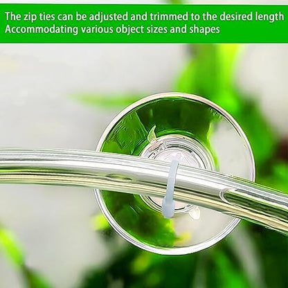 Suction Cups with Zip Ties 30 Pieces Small Aquarium Suction Cups and 50 Pieces Adjustable Zip Ties Cables Set for Aquarium Fish Tank, Crafts, Festivals Decoration
