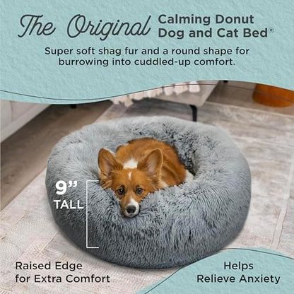 Best Friends by Sheri Original Calming Donut Dog Bed, Gray, Small, 23"