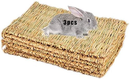 Hamiledyi Grass Mat Woven Bed Mat for Small Animal Bunny Bedding(Pack of 3)