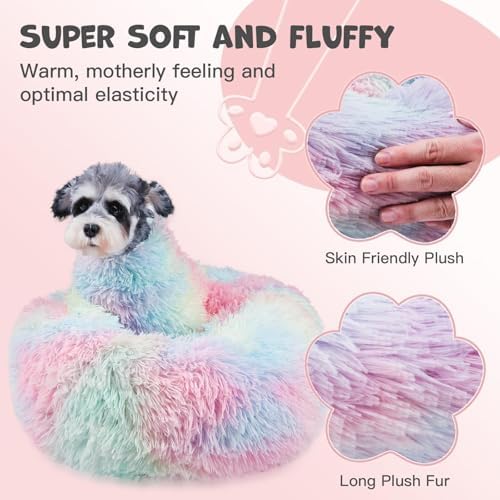 Himax Covered Large Dog Bed with Blanket Attached Calming Burrow Multicolor