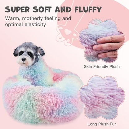 Himax Covered Large Dog Bed with Blanket Attached Calming Burrow Multicolor