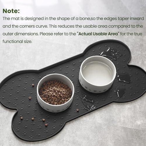 PWTAA Dog Food Mat Anti-Slip Silicone Dog Bowl Mat Thicker Pet Placemat Waterproof Cat Feeder Pad with Raised Edge Puppy Kitten Feeding Mats Suitable Small Medium-Sized Dogs Cats Eating Tray