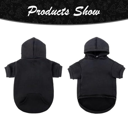 KOOLTAIL Dog Hoodie for Large Medium Small Dogs, Soft and Warm Pet Sweater with Leash Hole and Pocket Boy Girl, Puppy Fall Winter Jacket Clothes, French Pitbull Cold Weather Coat Sweatshirt, Black L