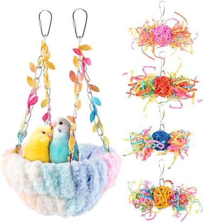 KATUMO Parakeet Nest, Parrot Breeding Bed Conure Snuggle Nest Cockatiel Swing Bed for Small Pets, Size Large