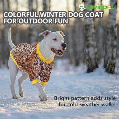 LovinPet Flannel Dog Coat, Winter Dog Coat, Loquat Rough Leopard, XXL