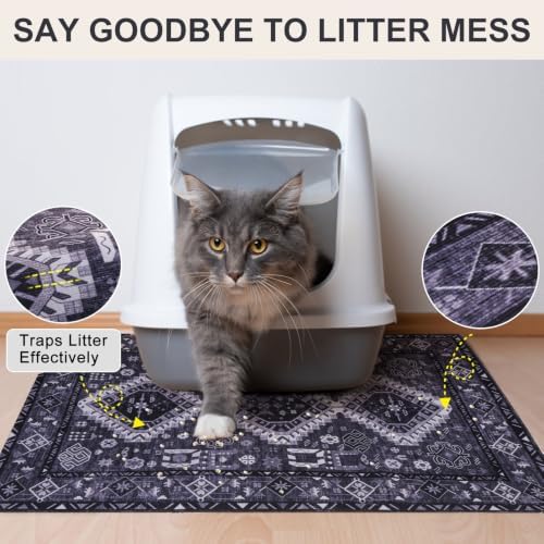 BEAUTYZOO Cat Litter Mat, 28" x 36" Large Litter Trapping Mat, Waterproof