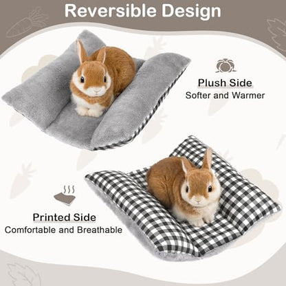15"x14" Soft Plush Rabbit Bed Washable Cuddle Mat for Small Pets