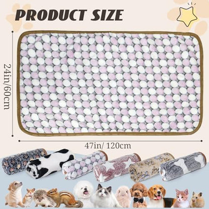 YedsIntu 6 Pcs Washable Guinea Pig Blankets Absorbent Small Animal Fleece Bedding Cage Liners Reusable Pet Pee Pad Sleep Mat Pad Cover for Hamster Ferret Rabbit Chinchilla Hedgehog (24" x 47")