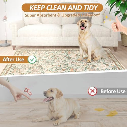 Washable Pee Pad for Dogs, 2 Pack Large Reusable Puppy Pads, 24"x48"