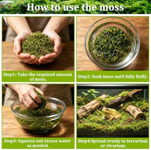 Riare 1.3LB Sphagnum Moss for Reptiles- 50QT Natural Reptile Moss Bedding