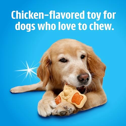 Hartz Chew ‘n Clean Chew Toy and Treat in One Chicken Flavored Tri-Point Dog Toy, Medium