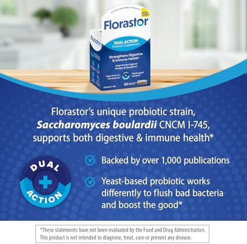 Florastor Probiotic for Digestive and Immune Health, 30 Capsules