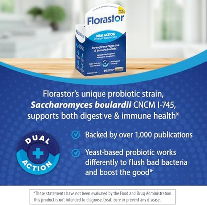 Florastor Probiotic for Digestive and Immune Health, 30 Capsules