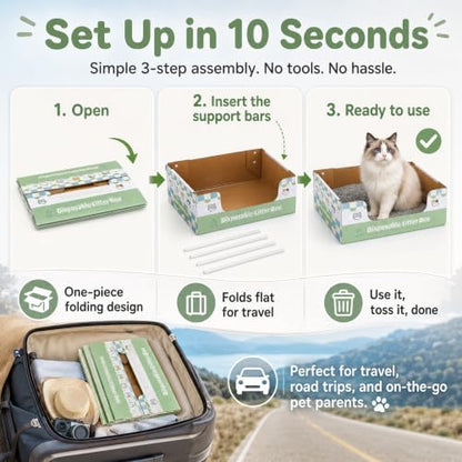 6-Pack Disposable Litter Box with Waterproof Coating, Large