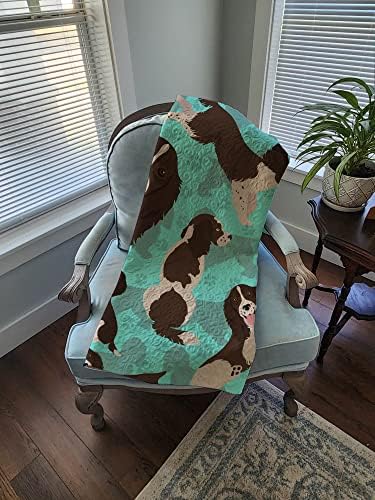 Caroline's Treasures MLM1076LQB Liver English Springer Spaniel Quilted Blanket 50x60 Artwork Pattern Quilted Throw Blanket for Bed, Couch, Sofa, Soft and Lightweight