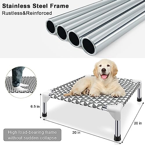 Kuntrust Elevated Outdoor Dog Bed for Small Pets，Fits up to 50lbs