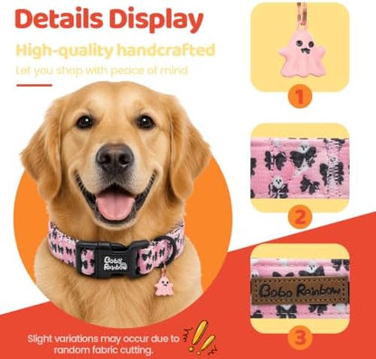 Halloween Pink Ghost Dog Collar Adjustable for Small Dogs