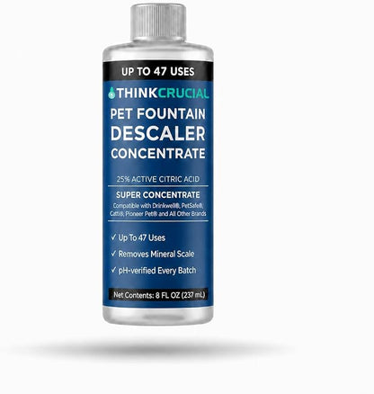 Think Crucial Pet Fountain Descaler – Drinkwell PetSafe Catit PETLIBRO – 47 Uses – 8 fl oz