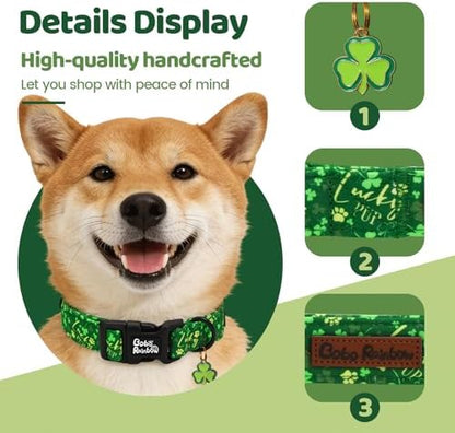 St Patrick's Green Letter Trefoil Dog Collar for X-Small Dogs