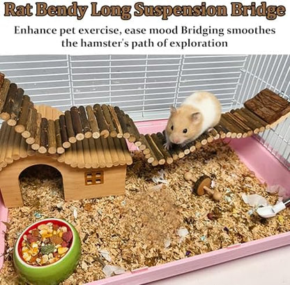 21.7 X 2.7In Wooden Hamster Bridge Rat Climbing Toy for Gerbil Sugar Glider