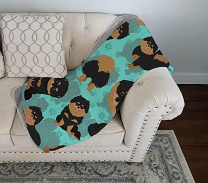 Caroline's Treasures MLM1040LQB Black and Tan Pomeranian Quilted Blanket 50x60 Artwork Pattern Quilted Throw Blanket for Bed, Couch, Sofa, Soft and Lightweight