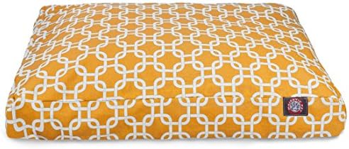 Majestic Pet Rectangular Dog Bed, X-Large, 50x42x5 in, Washable, Yellow