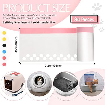Jutom 84 Count Jumbo Sifting Cat Litter Box Liners with Holes 36''x18''