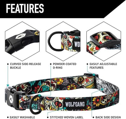 Wolfgang Wide Venture Dog Collar Losmuertos Print Medium