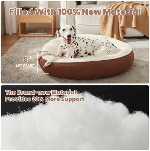 36 inches Soft Touch Fleece Donut Dog Bed for Large Dogs,Coffee