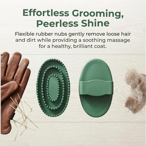 Horse Brush Set, 2 Pack Large Rubber Curry Comb, Horse Grooming Brush & Deshedding Tool for Short Haired Dogs, Flexible Pet Bathing Massage Comb Rubber for Loose Hair & Mud Removal, Green, 5.7"x3.7"