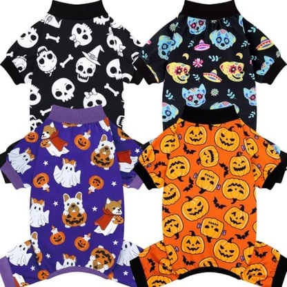 XPUDAC 4 Pack Halloween Dog Clothes Puppy Pajamas for Small Dogs, XS