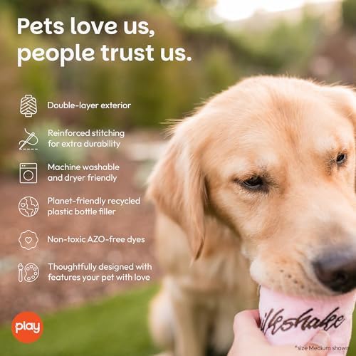 P.L.A.Y. Cute Plush Dog Toys - Fast Food Themed Durable Giggle Chew Toy, Great for Puppies & Small, Medium, Large Dog - Machine Washable, Recycled Materials (American Classic Milkshake, X-Small)