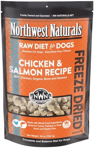 Northwest Naturals Freeze-Dried Chicken & Salmon Dog Food - Bite-Sized Nuggets - Grain-Free, High-Protein, Raw Diet, Human-Grade, Limited Ingredients, All Natural, Omega-3 for Skin & Coat - 25 Oz