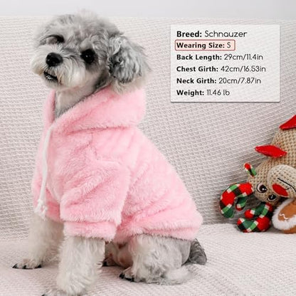 Fuzzy Dog Hoodie Sweater for Large Dogs Warm Winter Dog Clothes with Double-Sided Plush Fleece Soft Stretchy Pet Coats Hooded Sweatshirt for Medium Large Dogs