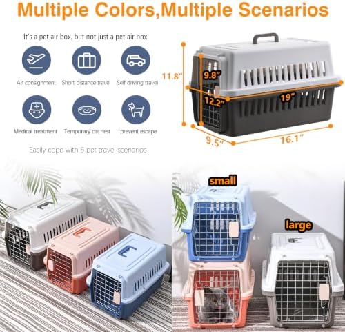 Pets Carrier,Kennel,19in,Long,Hard-Sided,for Cat up to 14lb,Suit for Airline/Road Travel (Coffee, Small)